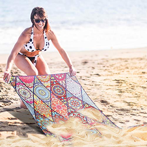 AtailorBird Toalla de Playa de Microfibra, 150 * 75cm Toalla de Piscina Grande Esterilla de Yoga, Seque Rápidamente, Absorbente,Prevención de Arena para Viaje, Picnic(Patrón 2)