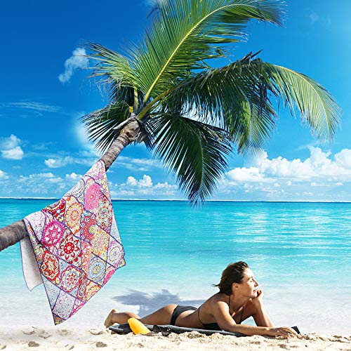 AtailorBird Toalla de Playa de Microfibra, 150 * 75cm Toalla de Piscina Grande Esterilla de Yoga, Seque Rápidamente, Absorbente,Prevención de Arena para Viaje, Picnic(Patrón 2)
