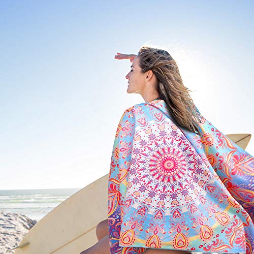 AtailorBird Toalla de Playa de Microfibra, 150 * 75cm Toalla de Piscina Grande Mandala Esterilla de Yoga, Seque Rápidamente, Absorbente,Prevención de Arena para Viaje, Picnic(Patrón 1)
