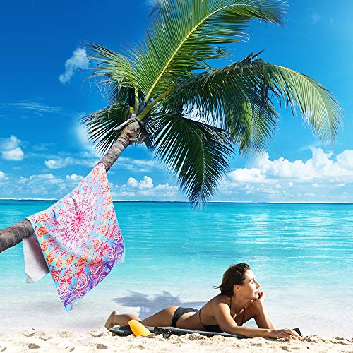 AtailorBird Toalla de Playa de Microfibra, 150 * 75cm Toalla de Piscina Grande Mandala Esterilla de Yoga, Seque Rápidamente, Absorbente,Prevención de Arena para Viaje, Picnic(Patrón 1)