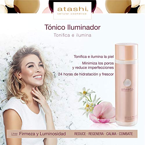 Atashi Firmeza y Luminosidad - Tónico Facial | Refresca, Purifica y Hidrata Piel | Minimiza Poros | Con Ácido Glicólico | Liposomas de Agua Glacial | Apto Para Todo Tipo de Pieles - 250ml