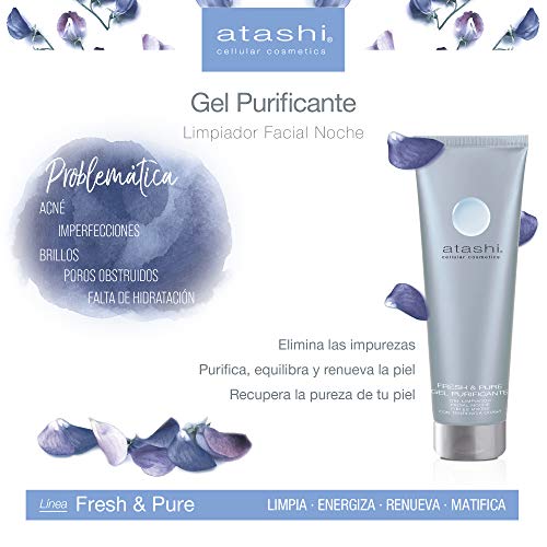 Atashi Fresh & Pure - Gel Purificante Nocturno | Equilibra y Renueva tu Piel | Limpiador Facial | Reduce Imperfecciones | Efecto Peeling Natural
