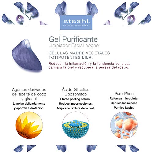Atashi Fresh & Pure - Gel Purificante Nocturno | Equilibra y Renueva tu Piel | Limpiador Facial | Reduce Imperfecciones | Efecto Peeling Natural