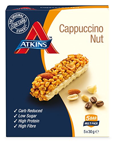 Atkins Barrita Day Break Cappuccino Nut - Paquete de 5 x 30 gr - Total: 150 gr