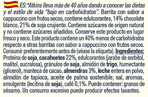 Atkins Barrita Day Break Cappuccino Nut - Paquete de 5 x 30 gr - Total: 150 gr