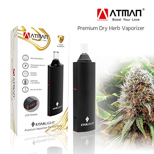 ATMAN Star Light II Dry Herb Vape Pen, Vaporizador de tabaco para cigarrillos portátil - Control de temperatura Vaporizador de hierbas para fumar - Sin nicotina