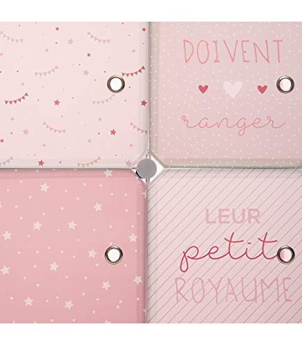 Atmosphera - Armario con almacenamiento y barra modulable para habitación infantil, 124 cm de altura, color rosa