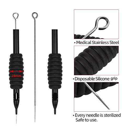 ATOMUS 50pcs Tattoo Tips Grip Kit 19mm 3RL Disposable Tattoo Needles and Silicone Tubes Grip Kit Professional Permanent Makeup Beauty Tool