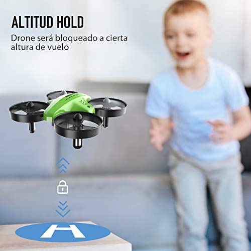 ATOYX Mini Drone, AT-66C RC Drone Niños 3D Flips, Modo sin Cabeza, Estabilización de Altitud, 3 Modos de Velocidad, 4 Canales 6-Ejes, 2 Baterías, Regalo para Niños y Principiantes (Verde)