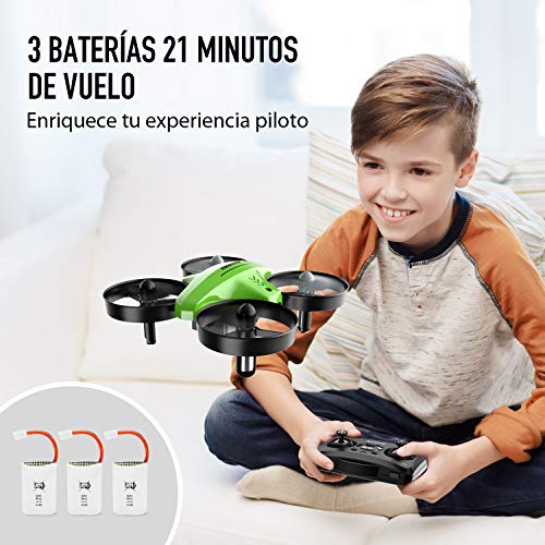 ATOYX Mini Drone, AT-66C RC Drone Niños 3D Flips, Modo sin Cabeza, Estabilización de Altitud, 3 Modos de Velocidad, 4 Canales 6-Ejes, 2 Baterías, Regalo para Niños y Principiantes (Verde)