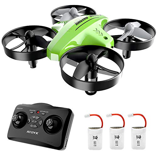 ATOYX Mini Drone, AT-66C RC Drone Niños 3D Flips, Modo sin Cabeza, Estabilización de Altitud, 3 Modos de Velocidad, 4 Canales 6-Ejes, 2 Baterías, Regalo para Niños y Principiantes (Verde)