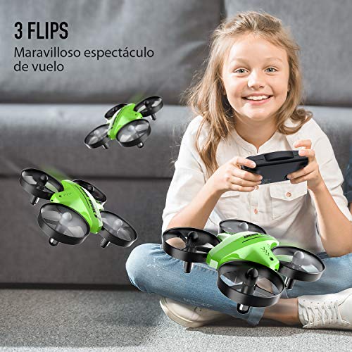 ATOYX Mini Drone, AT-66C RC Drone Niños 3D Flips, Modo sin Cabeza, Estabilización de Altitud, 3 Modos de Velocidad, 4 Canales 6-Ejes, 2 Baterías, Regalo para Niños y Principiantes (Verde)