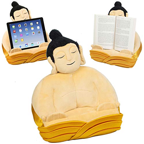 Atril Buda, Soporte cojín de Lectura para Libros, Tablets, iPad y eReaders – Regalo de Viaje, Almohada de Lectura