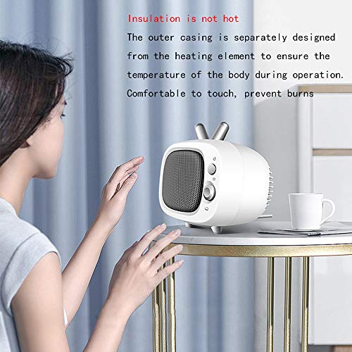 AUED Mini Calentador, Calentador portátil Espacio Tranquilo sincronización Calentador eléctrico de Ventilador de Escritorio del Calentador automático, para Office Dormitorio Baño Domésticos,Blanco