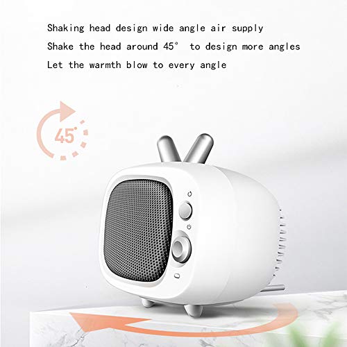 AUED Mini Calentador, Calentador portátil Espacio Tranquilo sincronización Calentador eléctrico de Ventilador de Escritorio del Calentador automático, para Office Dormitorio Baño Domésticos,Blanco