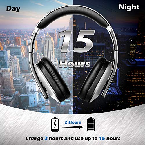 August EP650 Cascos Bluetooth 4.2 Inalámbrico NFC - Auriculares de Diadema Plegable -Sonido Estéreo Bass Rich - Over Ear Headphones con August Audio App para Ajustar EQ - Baja Latencia