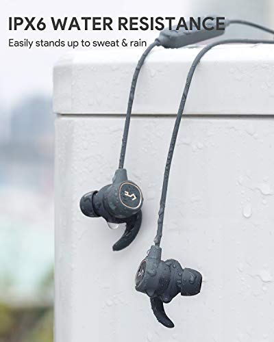 AUKEY Auriculares Bluetooth USB C, Auriculares Inalámbricos con Interruptor Inteligente, Impermeabilidad IPX6, Key Series B60, 8H de Duración de Batería, Micrófono Integrado para el Gimnasio y Correr