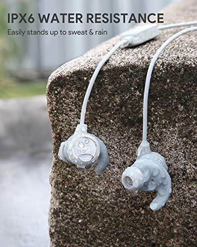 AUKEY Key Series B60 Auriculares Bluetooth con Interruptor Inteligente, Impermeabilidad IPX6, 8 Horas de Duración de Batería, Micrófono Integrado, Auriculares Inalámbricos para el Gimnasio y Correr