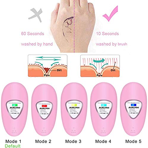 AUKUYEE Limpiador Facial Silicona Cepillo de Limpieza Facial para Masajear y Dar Cremas y Tratamientos Faciales 5 Velocidades Impermeable masajeador