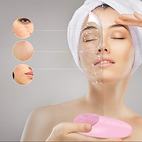 AUKUYEE Limpiador Facial Silicona Cepillo de Limpieza Facial para Masajear y Dar Cremas y Tratamientos Faciales 5 Velocidades Impermeable masajeador