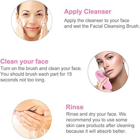 AUKUYEE Limpiador Facial Silicona Cepillo de Limpieza Facial para Masajear y Dar Cremas y Tratamientos Faciales 5 Velocidades Impermeable masajeador