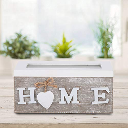 AUNMAS Envase de Madera del Organizador de la joyería de la bolsita de té de la Caja de Almacenamiento para el Regalo de Escritorio casero de la decoración(1#)