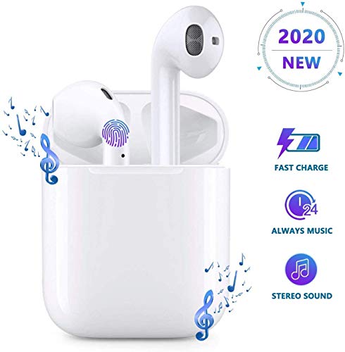 Auriculares Bluetooth 5.0 Auricular Inalámbrico Control Táctil con Graves Profundos In-Ear Auriculares Bluetooth con Caja de Carga Rápida IPX5 Impermeables,para Android/iPhone/Airpods/Samsung