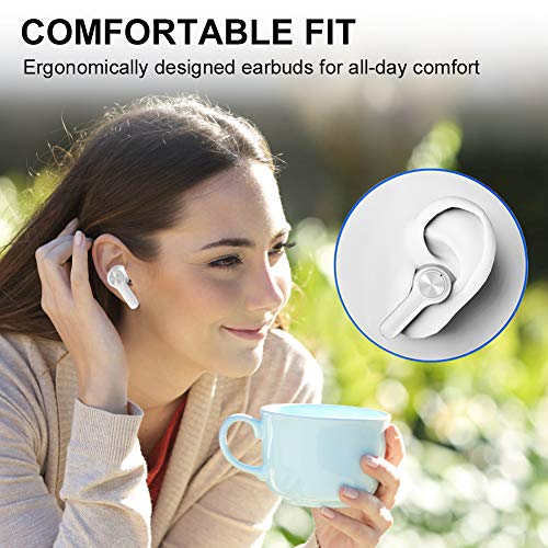 Auriculares Bluetooth 5.0 Inalámbricos Auriculares en la Oreja, 30H Playtime TWS In-Ear Estéreo Auriculares Deportivos con Hi-Fi Estéreo, con Caja de Carga y Micrófono Integrado, Control Tactil
