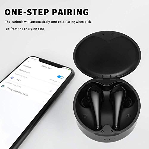 Auriculares Bluetooth, Auriculares Inalámbricos Bluetooth 5 en la Oreja con Caja de Carga, Micrófono Incorporado, Control Táctil, Negro,Reproducción de 30 Horas para iPhone y Android