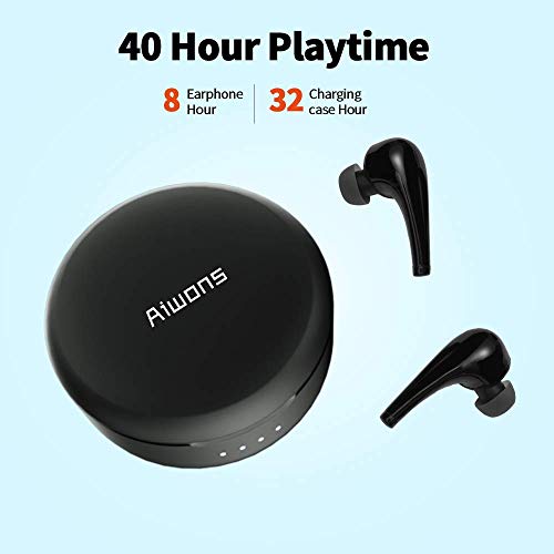Auriculares Bluetooth, Auriculares Inalámbricos Bluetooth 5 en la Oreja con Caja de Carga, Micrófono Incorporado, Control Táctil, Negro,Reproducción de 30 Horas para iPhone y Android