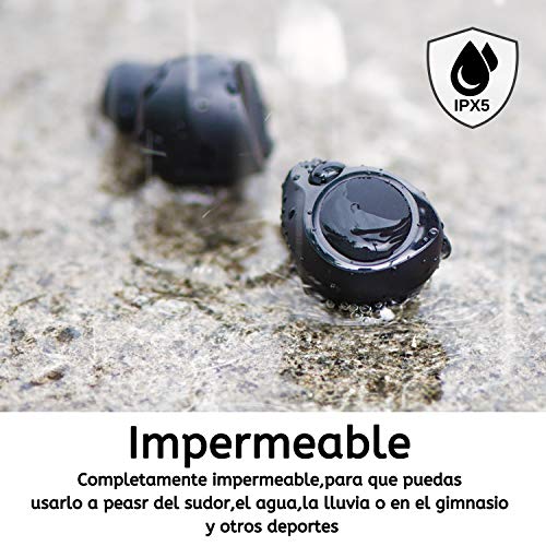 Auriculares Bluetooth, ENACFIRE Future Plus Auriculares inalámbricos Mini Twins Estéreo In-Ear Sport Bluetooth 5.0 con Caja de Carga de 2600mAh Portátil Y Micrófono Integrado 104h reproducción, IPX7
