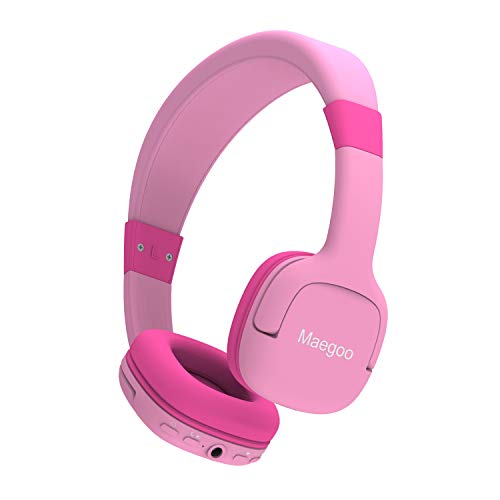 Auriculares Bluetooth para Niños, Maegoo Inalámbricos Auriculares Niños con 85dB de Volumen Limitado, Auriculares con Micrófono para Niñas Niños Viajar la Escuela Android iPhone iPad Tablets PC