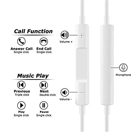 Auriculares de iluminación para iPhone Auriculares in-ear con cable auriculares proporcionan micrófono/llamadas telefónicas y control de volumen compatible con iPhone 11/11 Pro/XS/XR/X/8 P/7-Blanco