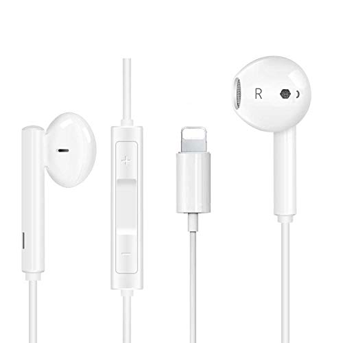 Auriculares de iluminación para iPhone Auriculares in-ear con cable auriculares proporcionan micrófono/llamadas telefónicas y control de volumen compatible con iPhone 11/11 Pro/XS/XR/X/8 P/7-Blanco