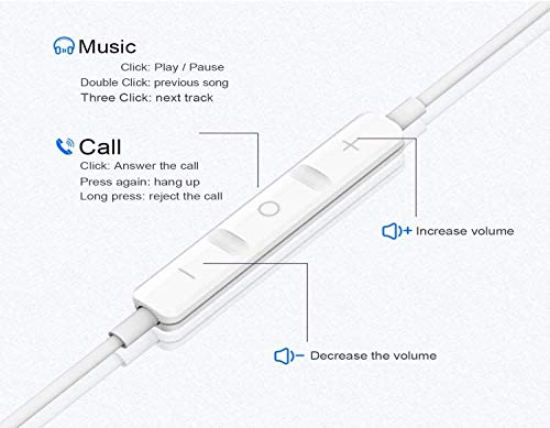 Auriculares de iluminación para iPhone Auriculares in-ear con cable auriculares proporcionan micrófono/llamadas telefónicas y control de volumen compatible con iPhone 11/11 Pro/XS/XR/X/8 P/7-Blanco