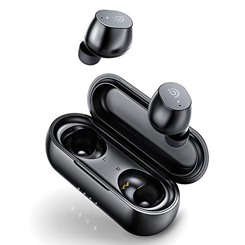 Auriculares inalámbricos BOMAKER estéreo con micrófono, controladores de grafeno con graves profundos, carga rápida USB-C, control táctil, modo individual/doble, para iPhone/iPad/Samsung/Android