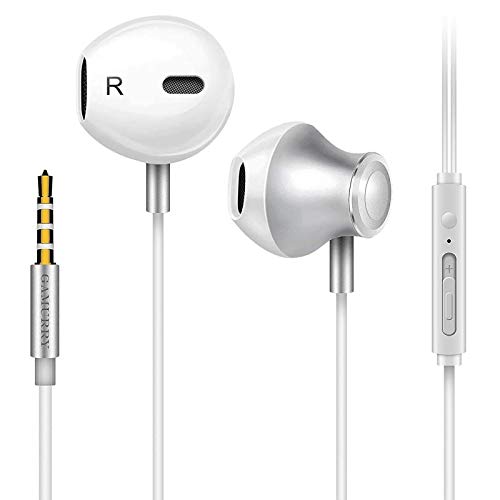 Auriculares,Auriculares con micrófono, Sistema de cancelación de Ruido y Sonido Envolvente. Compatibles con iOS Sistema,Samsung,Android y PC (Blanco)