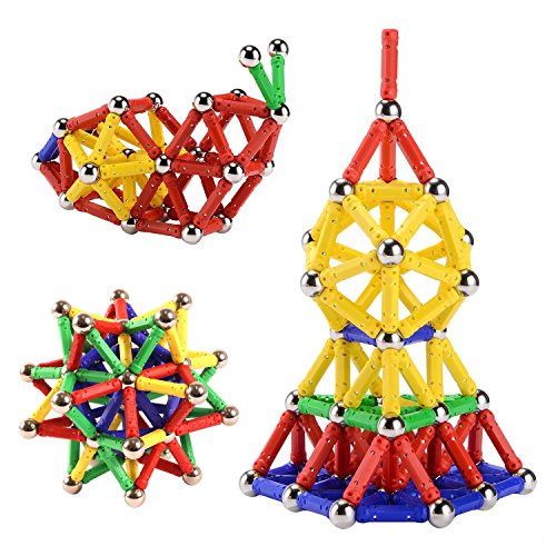Ausear 136 Piezas Magnetic Sticks Building Block Toys, Children Intelligence Juguetes de Aprendizaje y Brain Training Set para Adultos y niños (Mayores de 6 años)