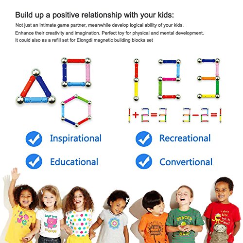Ausear 136 Piezas Magnetic Sticks Building Block Toys, Children Intelligence Juguetes de Aprendizaje y Brain Training Set para Adultos y niños (Mayores de 6 años)