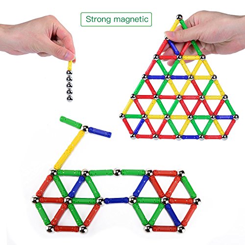 Ausear 136 Piezas Magnetic Sticks Building Block Toys, Children Intelligence Juguetes de Aprendizaje y Brain Training Set para Adultos y niños (Mayores de 6 años)