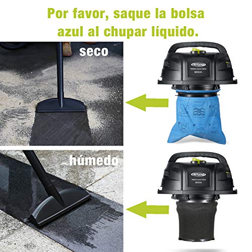 AUTLEAD Aspirador Seco Húmedo, 1000W 20 L Aspirador de usos múltiples de Acero Inoxidable, Aspirador doméstico con función de soplado, Silenciador -WD02A