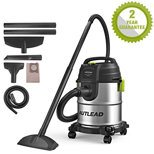 AUTLEAD Aspirador Seco Húmedo, 1000W 20 L Aspirador de usos múltiples de Acero Inoxidable, Aspirador doméstico con función de soplado, Silenciador -WD02A