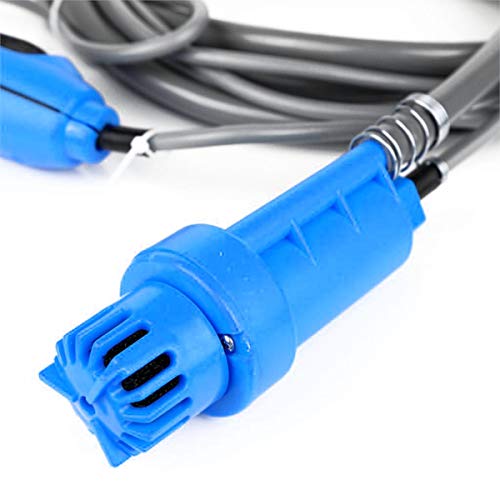 AUTOPkio Kit de Cubo Plegable portátil de la Ducha al Aire Libre, Cabezal de Ducha Que acampa Enchufe en el Adaptador del Cigarrillo 12V y da Vuelta al Agua en la Corriente apacible Constante (Azul)