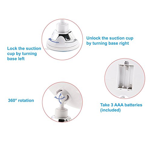 Auxmir Espejo Maquillaje con Luz LED 7X de Aumento Espejo Cosmético Luminoso con Ventosa Fuerte, Espejo de Mesa y para Pared, 360° de Rotación, Blanco