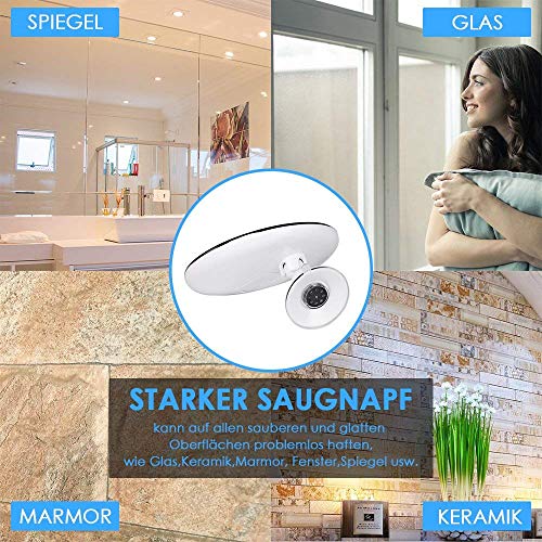 Auxmir Espejo Maquillaje con Luz LED 7X de Aumento Espejo Cosmético Luminoso con Ventosa Fuerte, Espejo de Mesa y para Pared, 360° de Rotación, Blanco