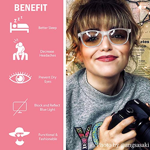 Avoalre Gafas Anti Luz Azul Transparente Gafas Unisex Ligeras para Hombre y Mujer de Oficina, Antifatiga y Protección de Vista Cansada para Pantalla Móvil Ordenador, Marco Transparente