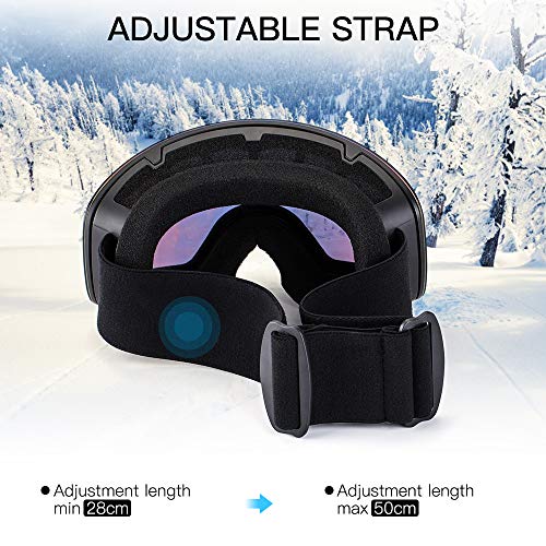 Avoalre Gafas de Esquí Máscara Snowboard Nieve Espejo Gafas de Protección UV400 Ajustable Portable de la de Los Anteojos para Hombre Mujer Adultos Anti Niebla Gafas de Esquiar
