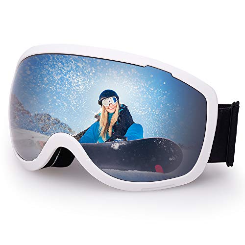 Avoalre Gafas de Esquí Máscara Snowboard Nieve Espejo Gafas de Protección UV400 Ajustable Portable de la de Los Anteojos para Hombre Mujer Adultos Anti Niebla Gafas de Esquiar