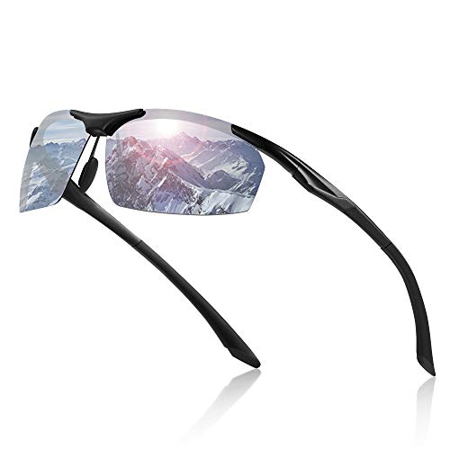 Avoalre Gafas de Sol Deportivas Polarizadas Hombre de Metal Al-MG y TR90 Super Light UV400 con Certificación CE para Ciclismo MTB Running Coche Moto Montaña - Plata