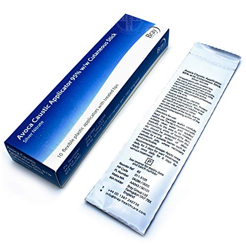 AVOCA Lápiz Cáustico de Nitrato de Plata al 95% para eliminar Verrugas Mezquinos y Tejidos (Paquete de 10 aplicadores flexibles)